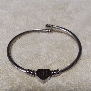 Silver Heart Initial Bracelet